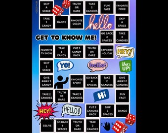 Candy Dice Icebreaker Board Game, Printable Get To Know Me Game, Dicebreakers, Group Game For Kids, Printable Board Game With Paper Dice
