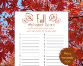 Fall Alphabet Game for School, Fall Family Activity, Fall A-Z Game, Fall Activity for Kids Adults and Friends, Classroom Game for Kids, PDF