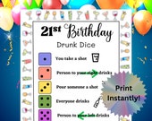 Printable 21st Birthday Drunk Dice Game, 21st Drinking Games, Birthday Games for Her, Alcohol Games, Birthday Party, 21st Party Idea, PDF