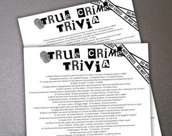 True Crime Trivia Instant Download, Printable Murder Trivia, Murder Mystery Game, Halloween Party Game, Trivia Night Game, Game For Adults