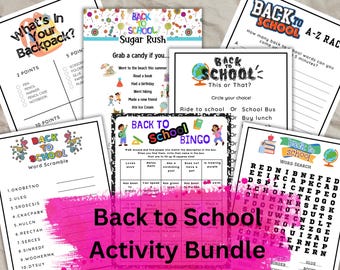 Paquete de juegos para la vuelta al cole, juegos divertidos para el aula, juegos escolares imprimibles, actividades para estudiantes, juegos infantiles para el primer día de clases (PDF)