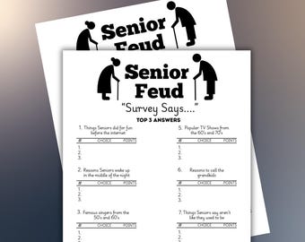 Printable Feud Game For Senior Citizens Instant Download, Retirement Feud For Old People, Nursing Home Game, Church Game, Senior Center Game
