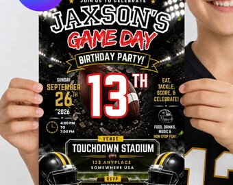 Editable Football Birthday Party Invitation Template For Boys, Printable Sports Invite