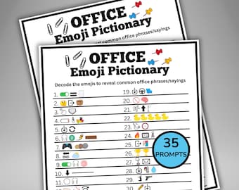 Büro-Team-Gebäude Emoji Pictionary Spiel, druckbare Büro-Partyspiel, Team-Gruppenspiel für Mitarbeiter, Personal Arbeitsaktivität, IceBreaker Spiel