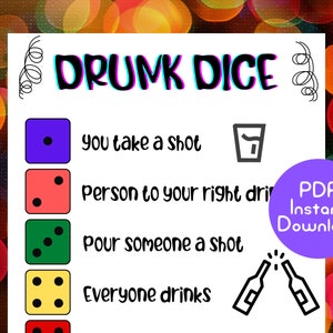 Drunk Dice Party Game, Virtuelles Trinkspiel, Partyspiele für Erwachsene, Ladies Night Games, Spiele für Erwachsene, Geburtstagstrinkspiel, 21.