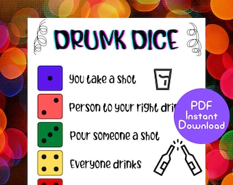 Juego de fiesta de dados borrachos, juego de bebida virtual, juegos de fiesta para adultos, juegos nocturnos de damas, juegos para adultos, juego de beber de cumpleaños, 21 cumpleaños