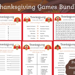 Thanksgiving Game Bundle | Printable Games | Thanksgiving Day Games Game Pack | Thanksgiving Party | Turkey Day | Instant Download PDF