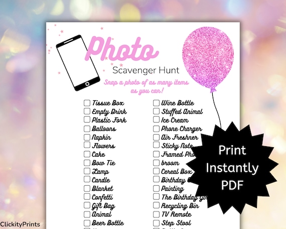 570px x 456px - Birthday Scavenger Hunt for Girls Ladies Teens Birthday Party - Etsy