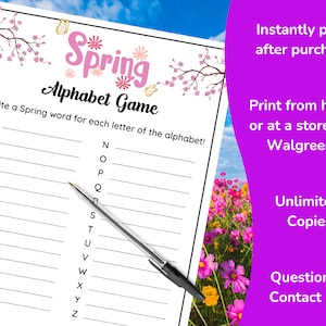 Printable Spring ABC Alphabet Game for Kids & Adults, Classroom Spring ...