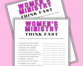 Women's Ministry Think Fast Game Instant Download, Printable Bible Game, Women's Retreat Activity, Fellowship Icebreaker