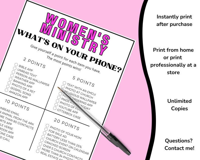 Women's Ministry What's on Your Phone Game, Christian Women's Group ...