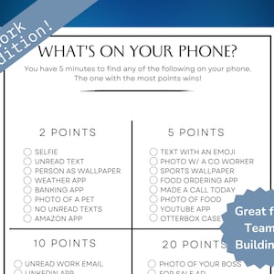 Office Party Game, What's on your phone?, Team Building Game, Work Game, Get to Know Me, Work Activities, Work Icebreaker Game, Work Party