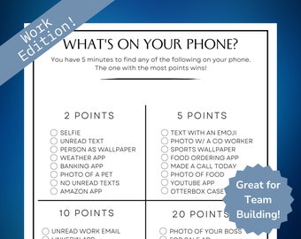 Office Party Game, What's on your phone?, Team Building Game, Work Game, Get to Know Me, Work Activities, Work Icebreaker Game, Work Party