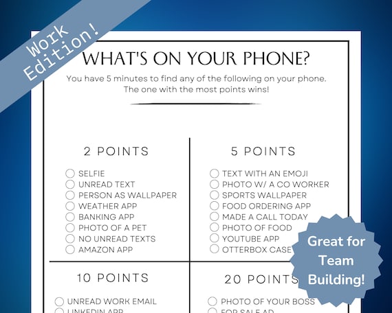 Office Party Game, What's on your phone?, Team Building Game, Work Game, Get to Know Me, Work Activities, Work Icebreaker Game, Work Party