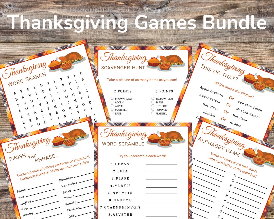 Thanksgiving Party Games Bundle, Thanksgiving Activities, Thanksgiving Family Games for Kids