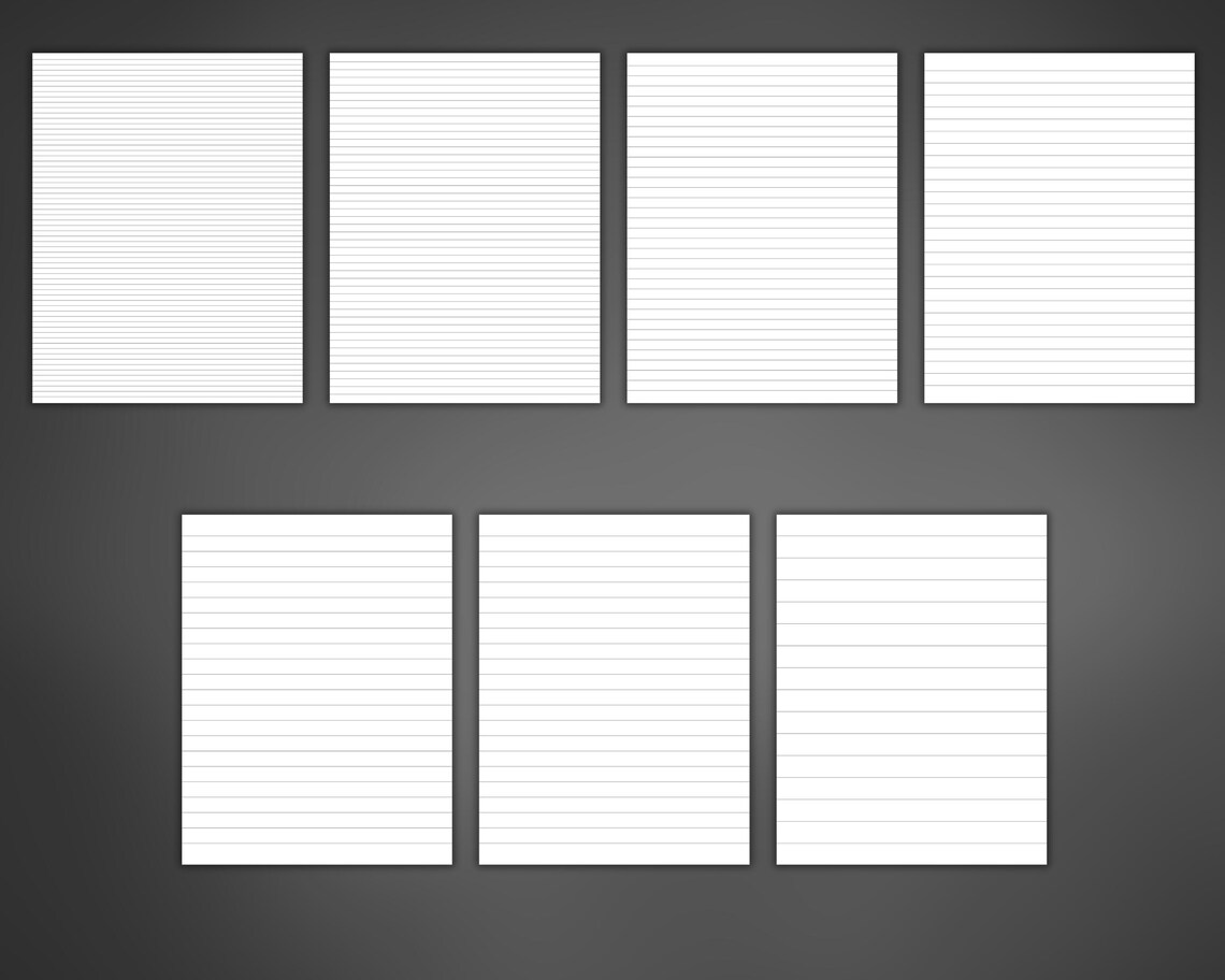Printable Lined Paper Instant Download, 7 Spacing Variations, Notebook ...
