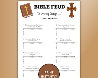 Bible Feud Game Instant Download, Printable Family Feud Style Church Game, Bible Trivia For Kids & Adults, Bible Study Activity