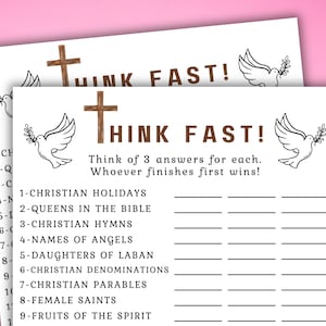Womens Ministry Games, Think Fast Game, Womens Retreat Game, Christian Games, Bible Study Games, Womens Guild Games, Youth Group Games PDF