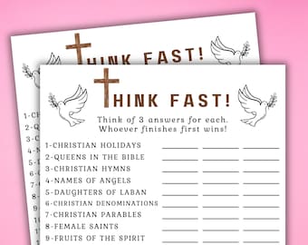 Damesbedieningsspellen, Think Fast Game, Womens Retreat Game, Christelijke spellen, Bijbelstudiespellen, Damesgildespellen, pdf-spellen jeugdgroep