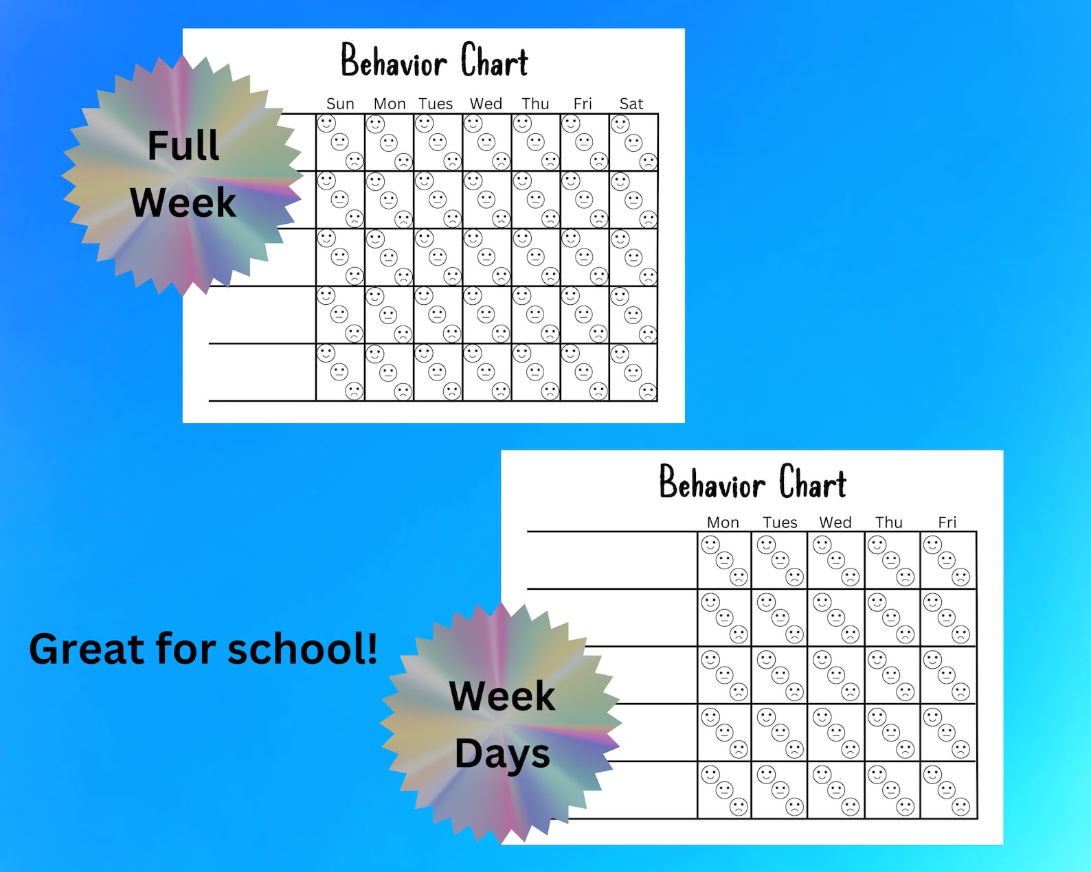 Printable Behavior Chart for Kids, School Behavior Chart, Home Behavior ... image.