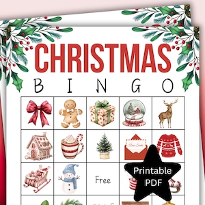 Christmas Bingo Game for Holiday Party, Printable Christmas Bingo for Kids and Adults, Holiday Party Game, Christmas Game for Work or School
