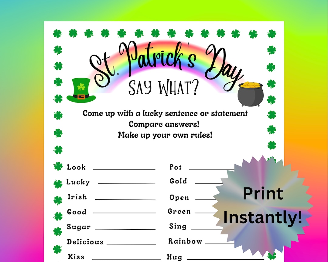 Printable St. Patrick's Day Party Game for Kids & Adults, Classroom St ...