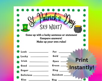 Printable St. Patrick's Day Party Game for Kids & Adults, Classroom St. Patrick's Activity for Students, Rainbow St. Patty's Day Games PDF
