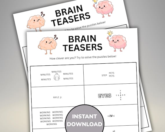 Brain Teaser Printable Game, Brain Puzzle, Mental Challenge Game, Logic Puzzle Brain Game, Office Game, School Game, Party Game, Icebreaker