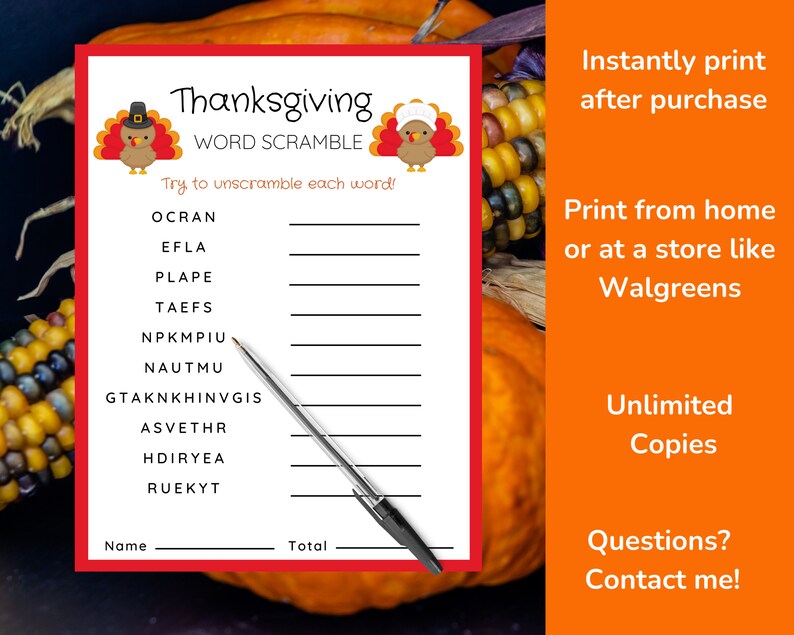 Dinner items for thanksgiving