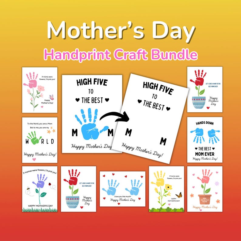 Mother's Day Handmade Keepsake, Printable Handprint Craft Gift for Mom ...