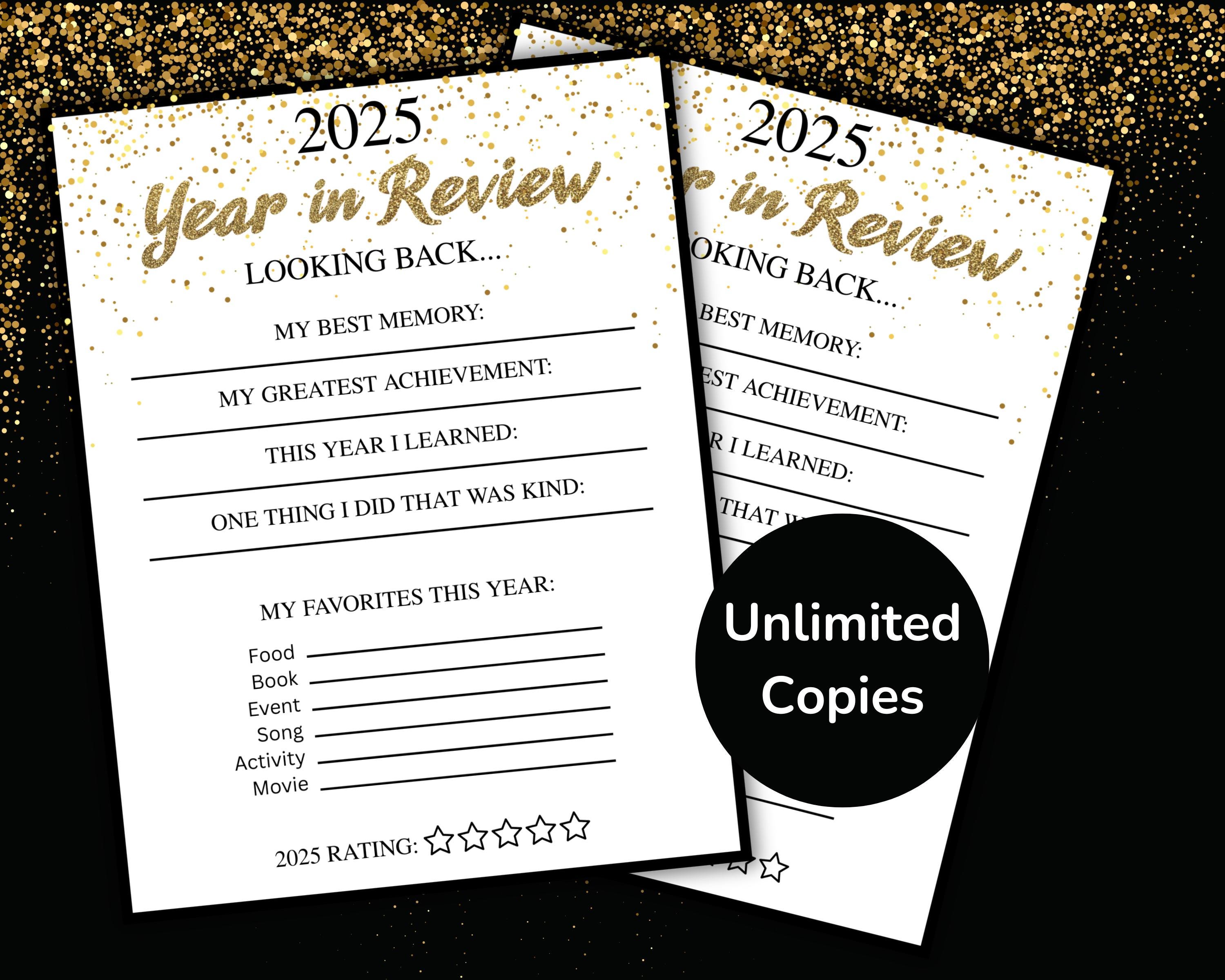 2025 Year in Review Instant Download, Printable New Year's Eve Family ...