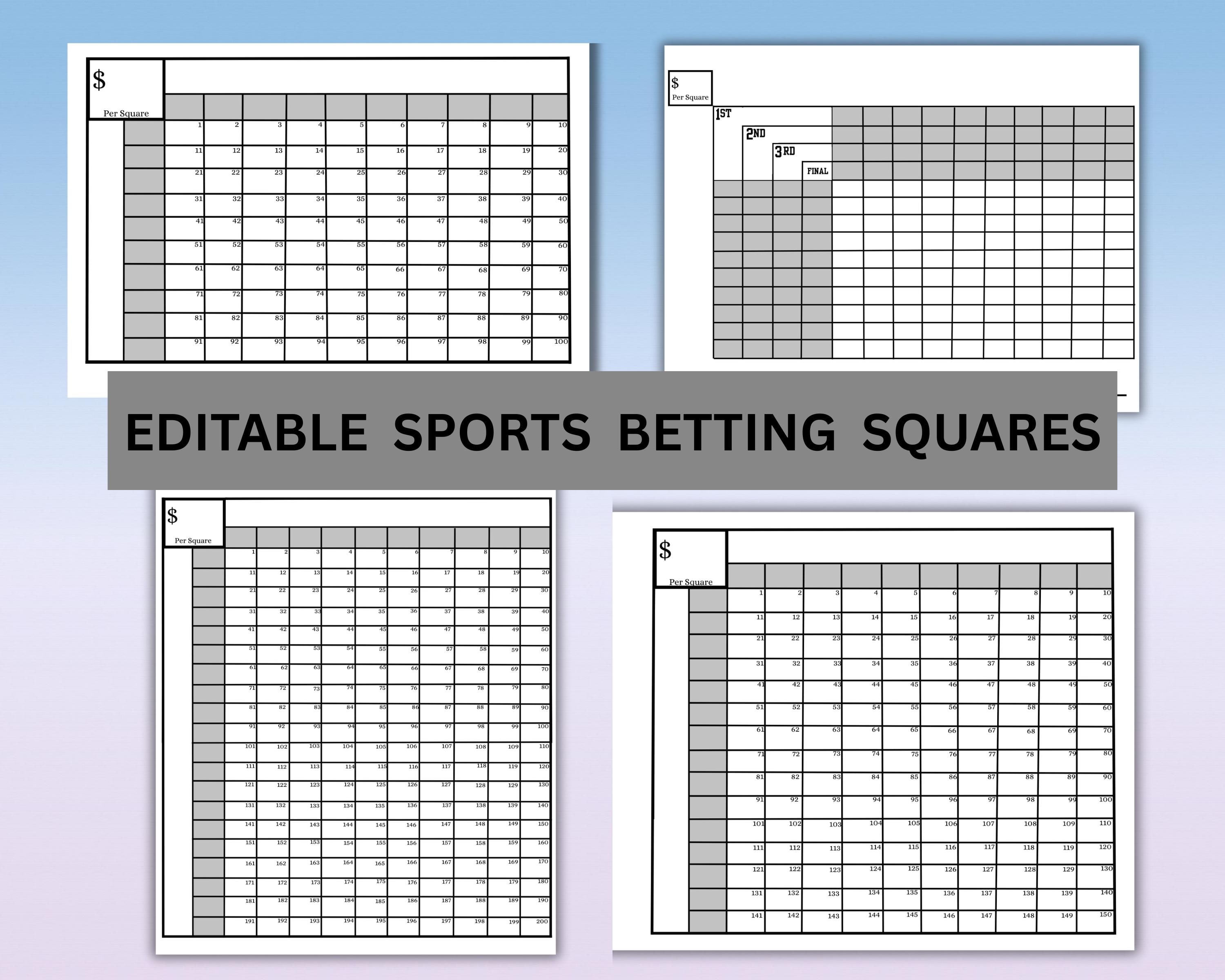 編集可能なスポーツベッティングスクエア（即時ダウンロード）、印刷可能なベッティングプールグリッド、募金活動用ベッティングスクエア、記入可能なフットボール ベッティングスクエア - Etsy 日本