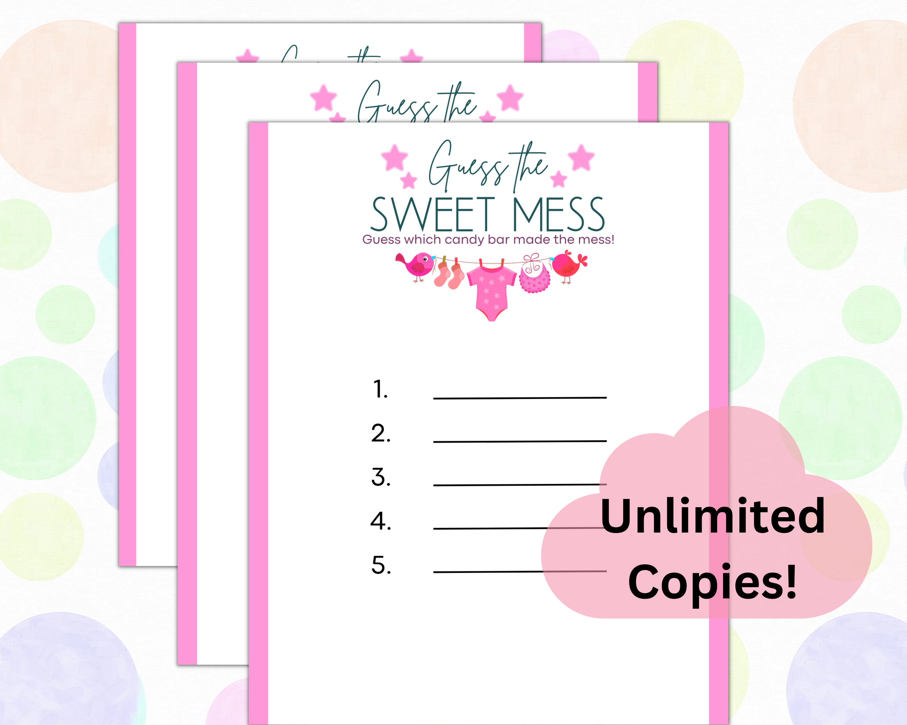 Girl Baby Shower Printable Guess the Mess Activity, Pink Baby Shower ...