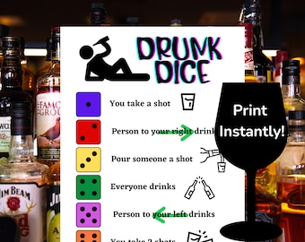 Juego de fiesta de dados borrachos, juego de beber virtual, juegos de fiesta para adultos, juegos de noche de mujeres, juegos para adultos, juego de beber de cumpleaños, cumpleaños número 21