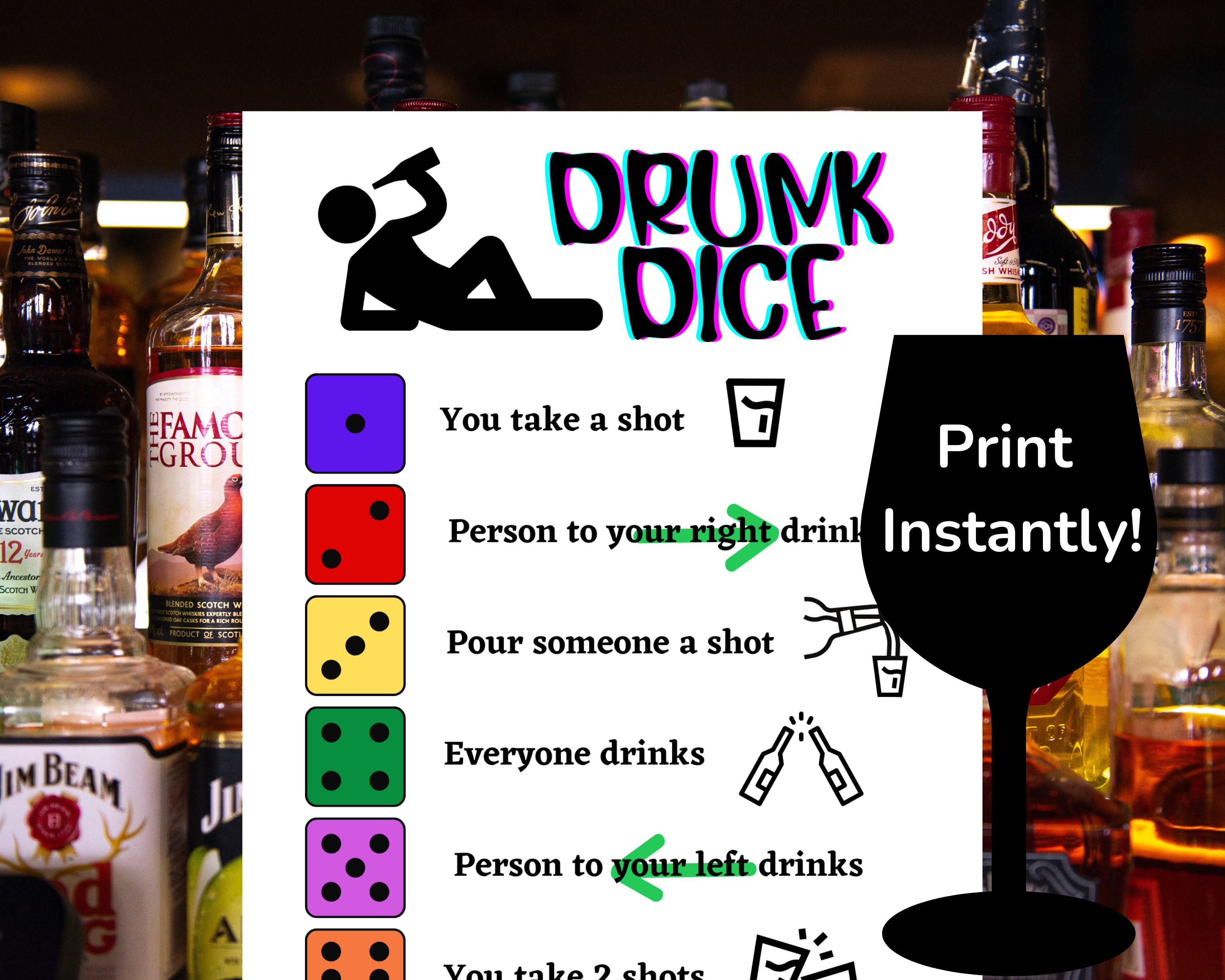 Drunk Dice Party Game, Virtual Drinking Game, Adult Party Games, Ladies Night Games, Games for
