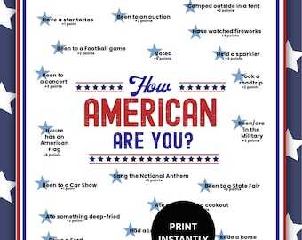 American Quiz for July 4 Independence Day, Printable Icebreaker Game, Party Game For Kids & Adults, Patriotic Test