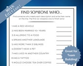Find Someone Who Work Game, Team Building Game, Printable Office Game, Get to know your Coworkers, New Hire Orientation, Office Party Idea