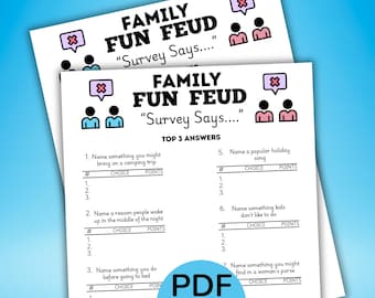 Family Fun Feud Game, Printable Family Night Game, Game Night Activity, Trivia Quiz, Group Game, Trivia Night, Feud Instant Download PDF