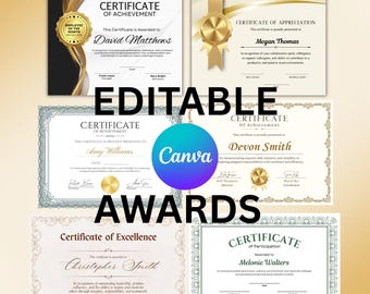 Editable Award Certificate Diploma Template, Canva Editable Sports Team, School, Work Employee, Girl Boy Scouts, Clubs