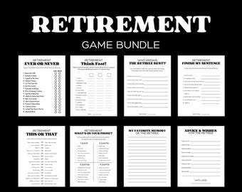 Printable Retirement Party Game Bundle, 8 Fun Retirement Games Instant Download PDF, Retirement Celebration, Office Farewell Games
