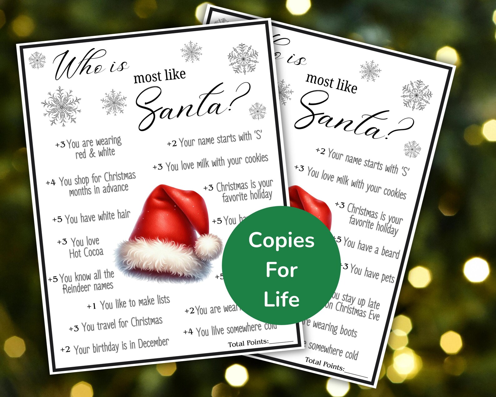 Who is Most Like Santa Game for Kids & Adults Instant Download