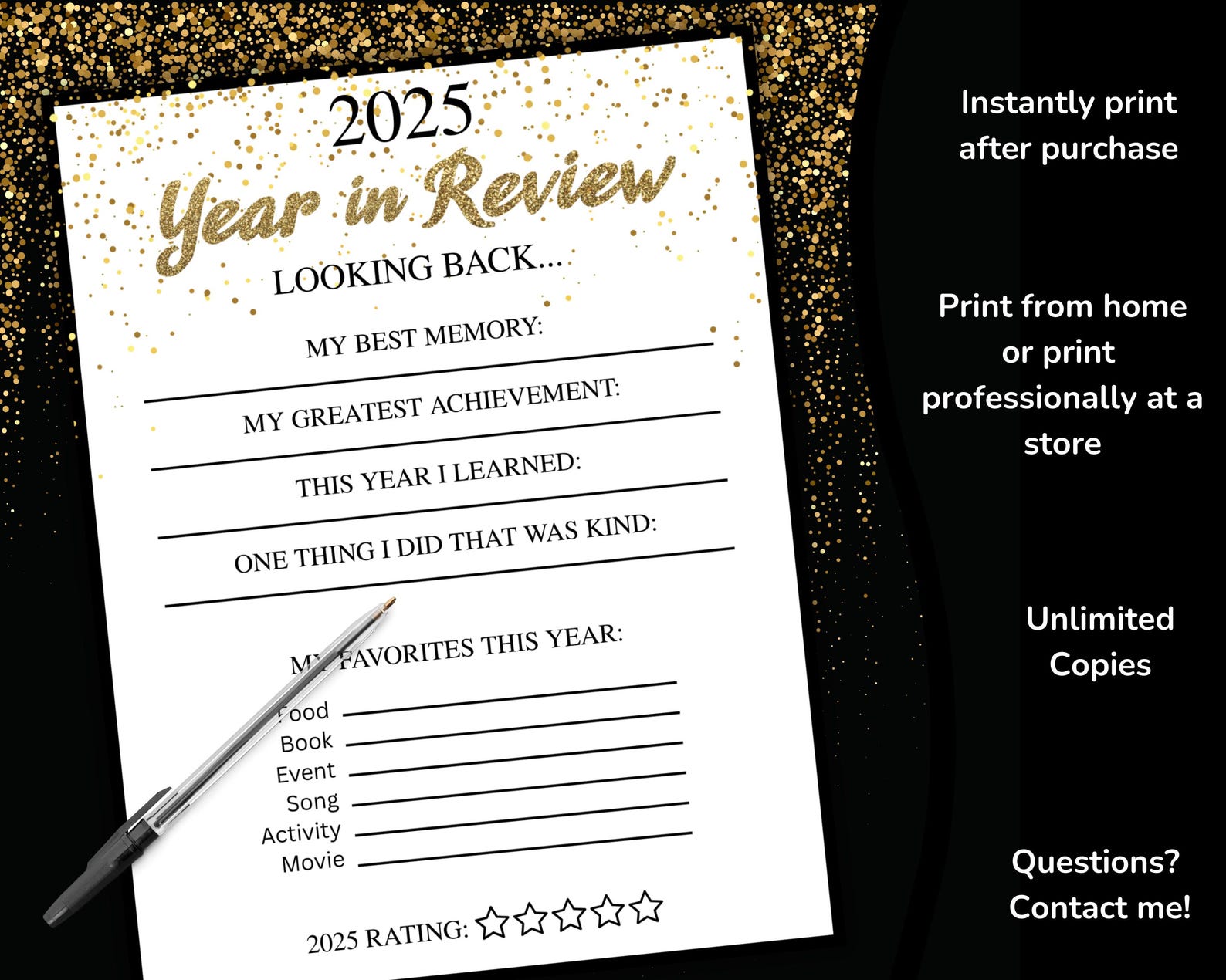 2025 Year in Review Instant Download, Printable New Year's Eve Family ...