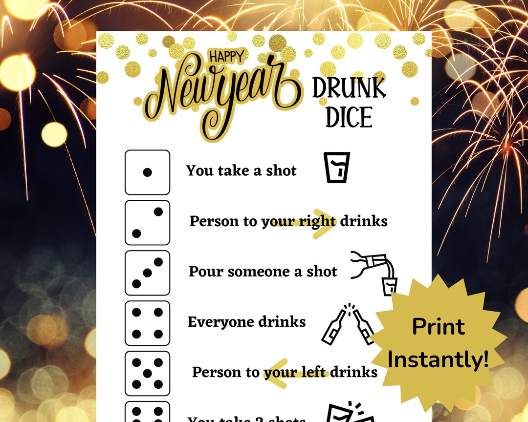 New Years Drunk Dice Party Game Virtual Drinking Game Adult Etsy