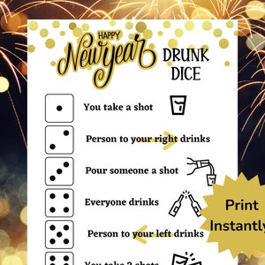 New Years Drunk Dice Party Game, Virtual Drinking Game, Adult Party Games, Ladies Night Games, Games for Adults, Birthday drinking game