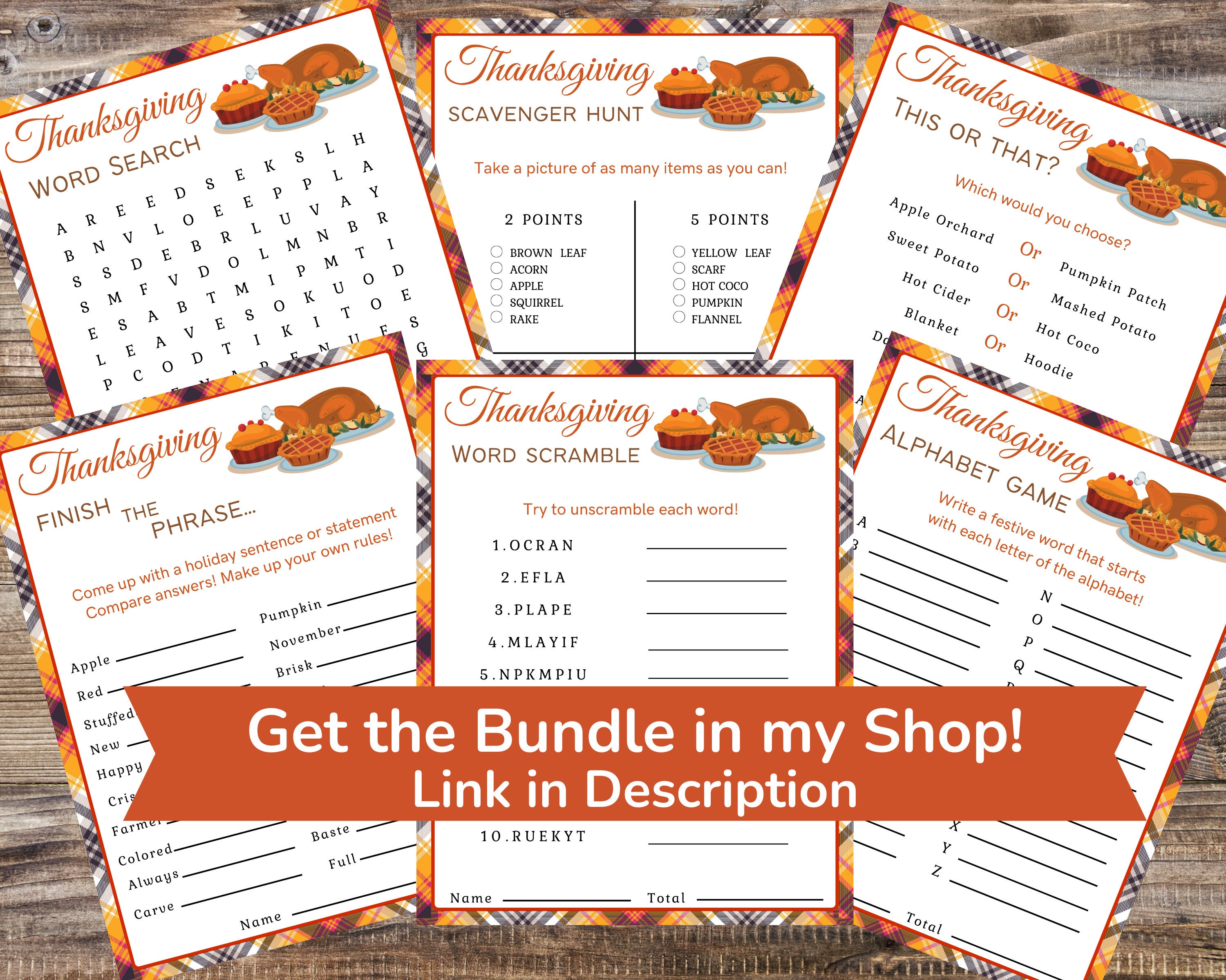 Thanksgiving Scavenger Hunt Game for Adults & Kids, Dinner Party Game ...