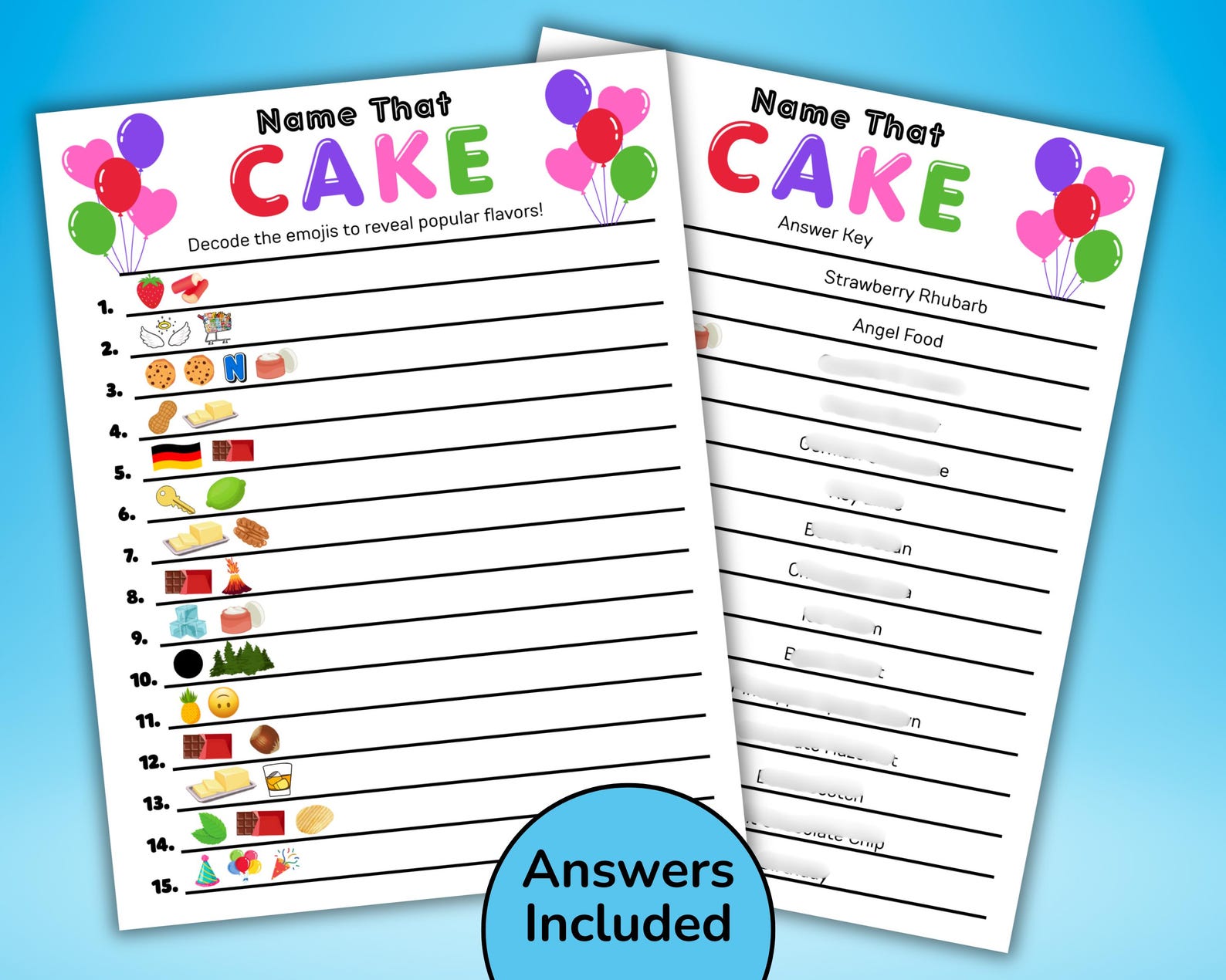 Guess the Cake Emoji Game, Printable Dessert Guessing Game, Party Game ...