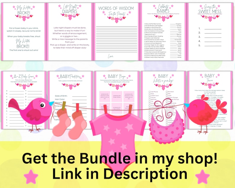 Girl Baby Shower Printable Baby Trivia & Answer Key, Pink Baby Shower
