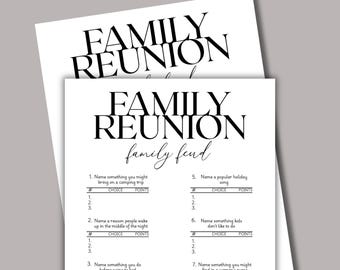 Family Reunion Feud Game, Printable Family Group Activity, Family Guessing Game, Family Party Game, Competition Game, Instant Download