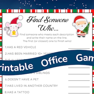 Christmas Holiday Find Someone Who Game, Christmas Office Party Games, Work Holiday Game for Employees, Team Building Game, Icebreaker Game