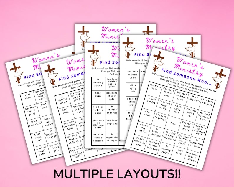 Womens Ministry Game Find Someone Who Bingo, Printable Icebreaker Bible ...
